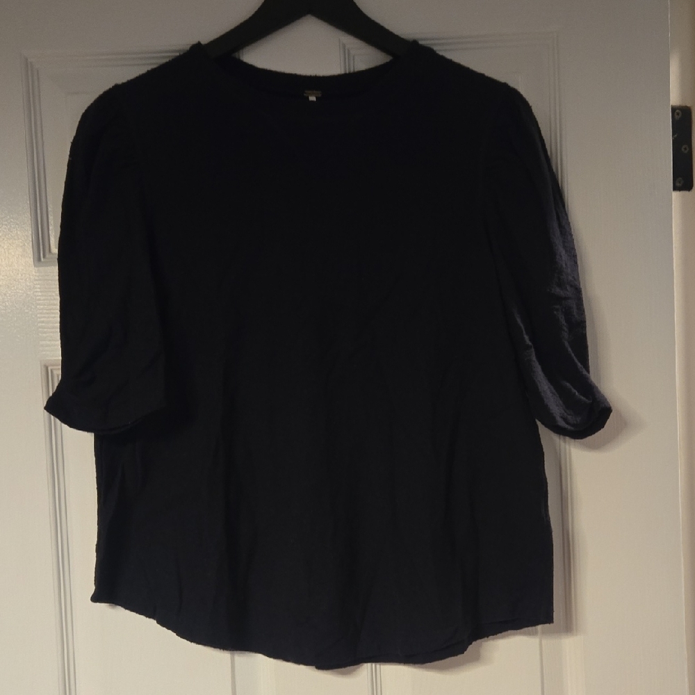 Free People Black Textured Top